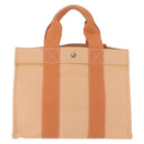 HERMES Coquillage PM Hand Bag Canvas Orange Silver Auth 208285A-3