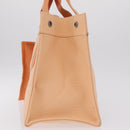 HERMES Coquillage PM Hand Bag Canvas Orange Silver Auth 208285A-4