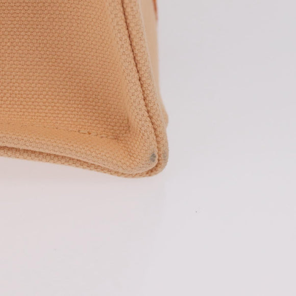 HERMES Coquillage PM Hand Bag Canvas Orange Silver Auth 208285A