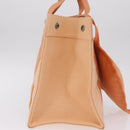 HERMES Coquillage PM Hand Bag Canvas Orange Silver Auth 208285A-7