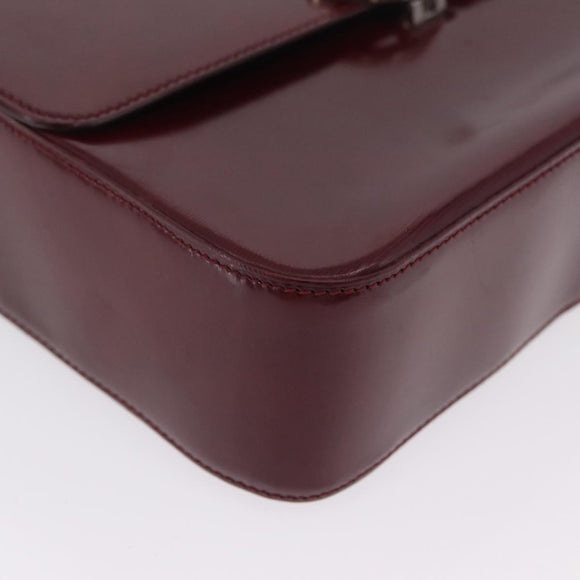 Cartier PANTHERE Shoulder Bag Patent leather Bordeaux Silver Auth 208286