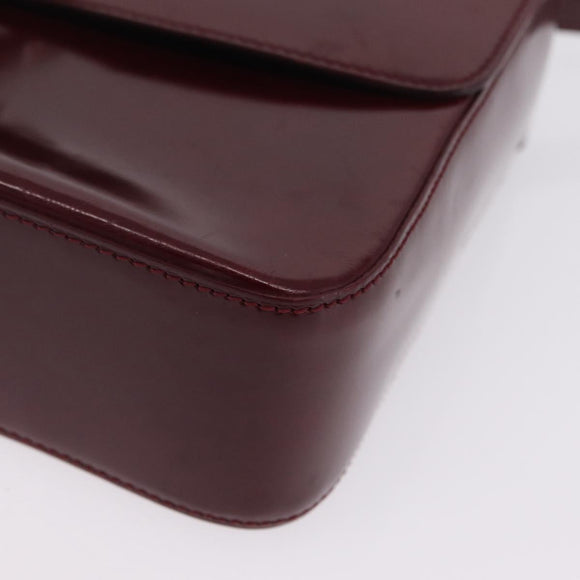 Cartier PANTHERE Shoulder Bag Patent leather Bordeaux Silver Auth 208286