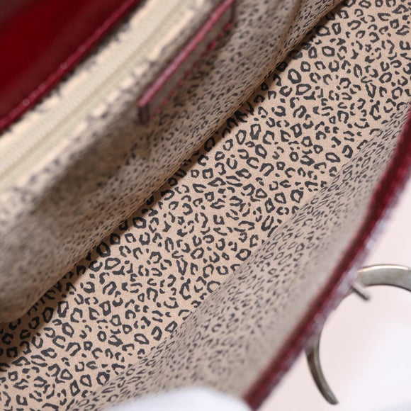 Cartier PANTHERE Shoulder Bag Patent leather Bordeaux Silver Auth 208286