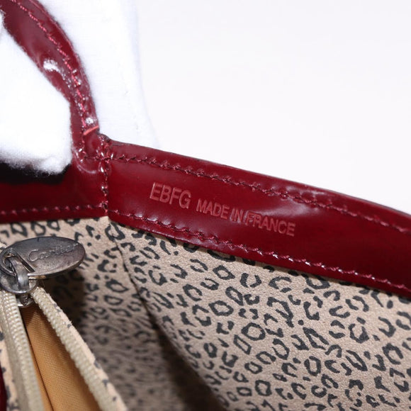 Cartier PANTHERE Shoulder Bag Patent leather Bordeaux Silver Auth 208286