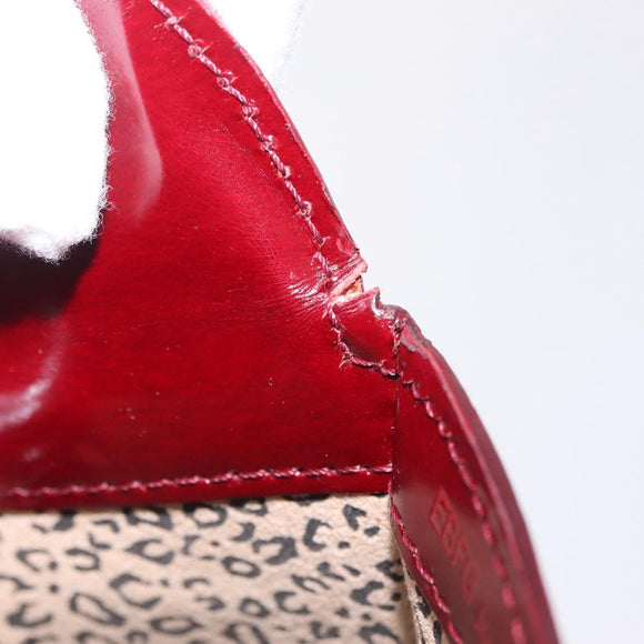 Cartier PANTHERE Shoulder Bag Patent leather Bordeaux Silver Auth 208286