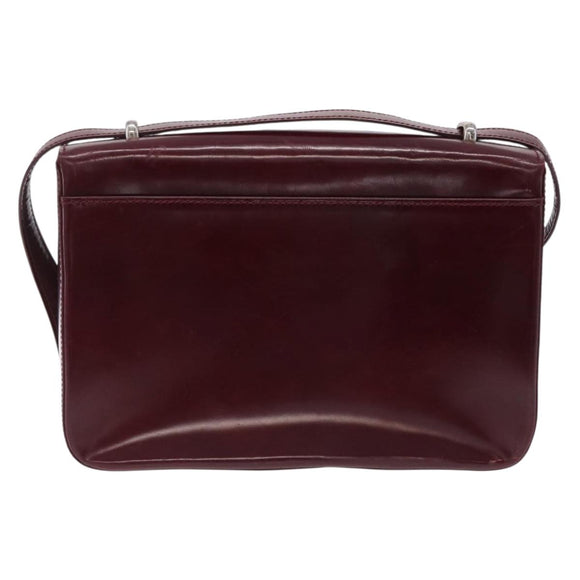 Cartier PANTHERE Shoulder Bag Patent leather Bordeaux Silver Auth 208286