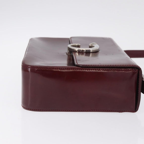 Cartier PANTHERE Shoulder Bag Patent leather Bordeaux Silver Auth 208286