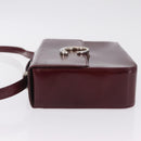 Cartier PANTHERE Shoulder Bag Patent leather Bordeaux Silver Auth 208286-5