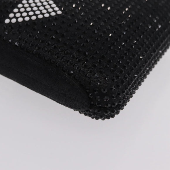 CHANEL Shoulder Bag Rhinestone Black Silver CC Auth 208291SM