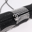CHANEL Shoulder Bag Rhinestone Black Silver CC Auth 208291SM-15