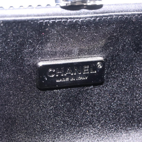 CHANEL Shoulder Bag Rhinestone Black Silver CC Auth 208291SM
