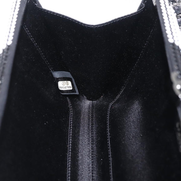 CHANEL Shoulder Bag Rhinestone Black Silver CC Auth 208291SM