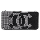CHANEL Shoulder Bag Rhinestone Black Silver CC Auth 208291SM-2