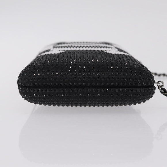 CHANEL Shoulder Bag Rhinestone Black Silver CC Auth 208291SM