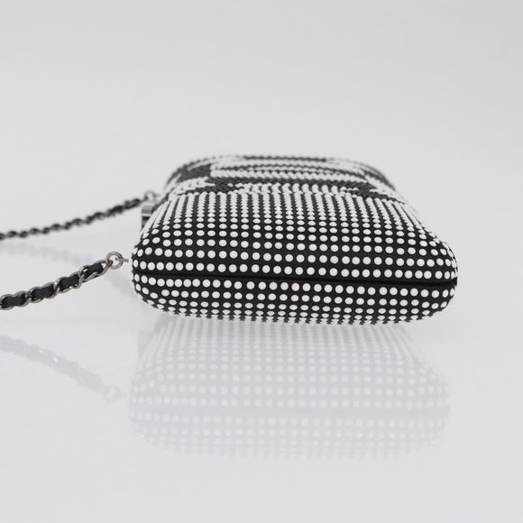 CHANEL Shoulder Bag Rhinestone Black Silver CC Auth 208291SM