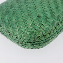 Salvatore Ferragamo Chain Shoulder Bag Raffia Green Gold Auth 208292A-10