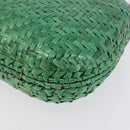 Salvatore Ferragamo Chain Shoulder Bag Raffia Green Gold Auth 208292A-11
