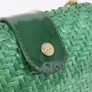 Salvatore Ferragamo Chain Shoulder Bag Raffia Green Gold Auth 208292A-14