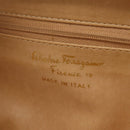 Salvatore Ferragamo Chain Shoulder Bag Raffia Green Gold Auth 208292A-16