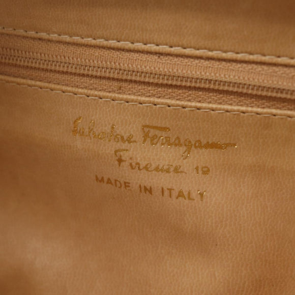 Salvatore Ferragamo Chain Shoulder Bag Raffia Green Gold Auth 208292A