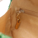 Salvatore Ferragamo Chain Shoulder Bag Raffia Green Gold Auth 208292A-20