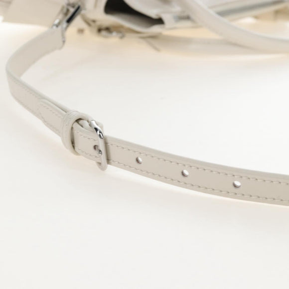 Miu Miu Hand Bag Leather 2way White Silver Auth 208294SAM