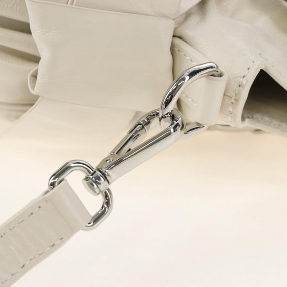Miu Miu Hand Bag Leather 2way White Silver Auth 208294SAM