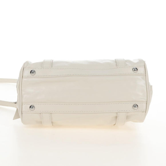 Miu Miu Hand Bag Leather 2way White Silver Auth 208294SAM