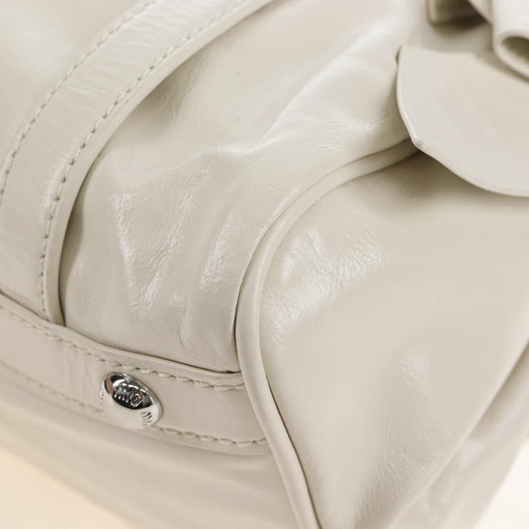 Miu Miu Hand Bag Leather 2way White Silver Auth 208294SAM