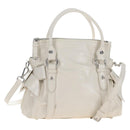 Miu Miu Hand Bag Leather 2way White Silver Auth 208294SAM-1