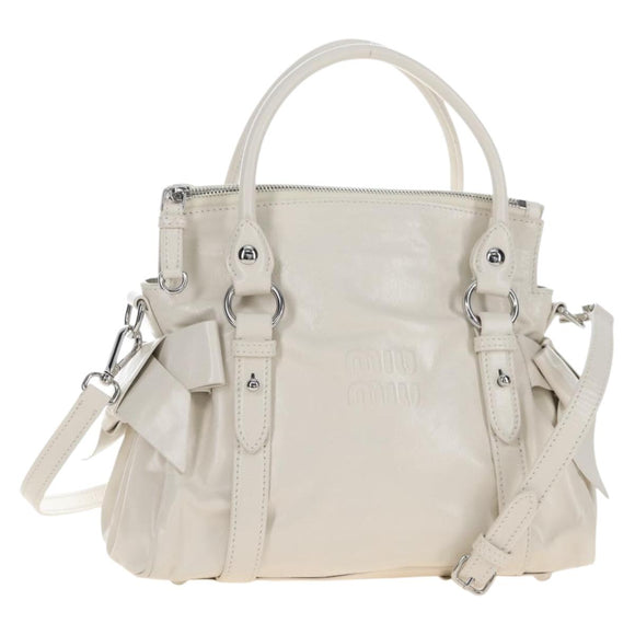 Miu Miu Hand Bag Leather 2way White Silver Auth 208294SAM