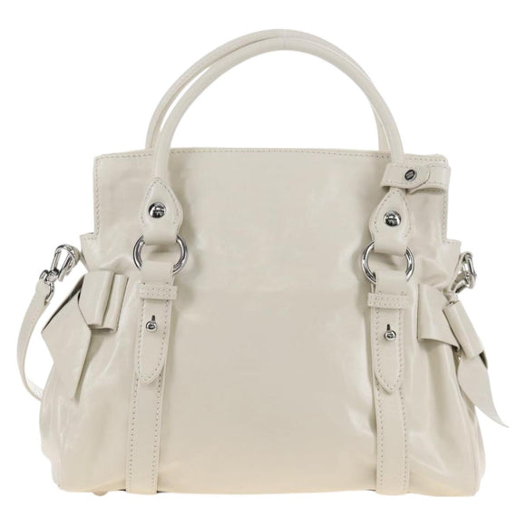 Miu Miu Hand Bag Leather 2way White Silver Auth 208294SAM