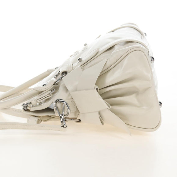 Miu Miu Hand Bag Leather 2way White Silver Auth 208294SAM