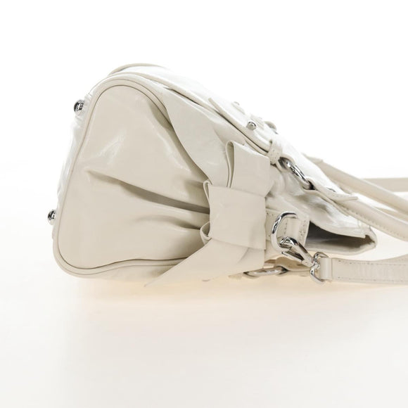 Miu Miu Hand Bag Leather 2way White Silver Auth 208294SAM