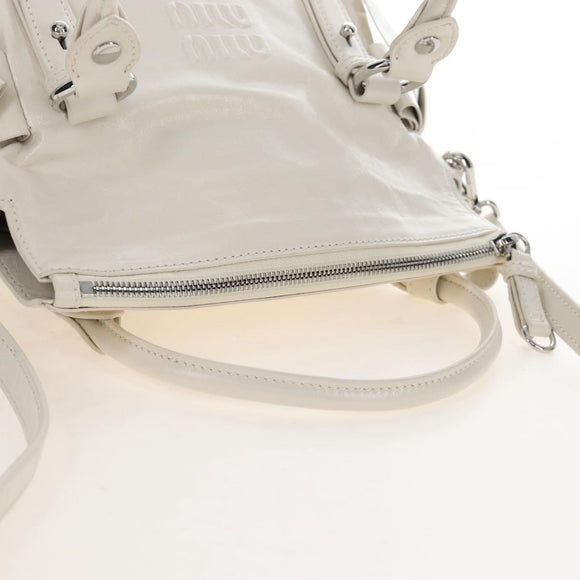 Miu Miu Hand Bag Leather 2way White Silver Auth 208294SAM