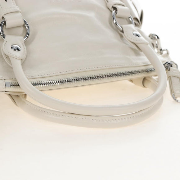 Miu Miu Hand Bag Leather 2way White Silver Auth 208294SAM