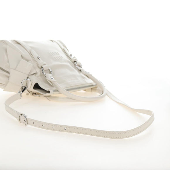 Miu Miu Hand Bag Leather 2way White Silver Auth 208294SAM
