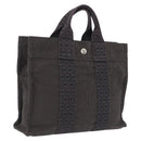 HERMES Her Line PM Hand Bag Canvas Gray Silver Auth 208296-1