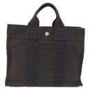 HERMES Her Line PM Hand Bag Canvas Gray Silver Auth 208296-2