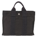 HERMES Her Line PM Hand Bag Canvas Gray Silver Auth 208296-3