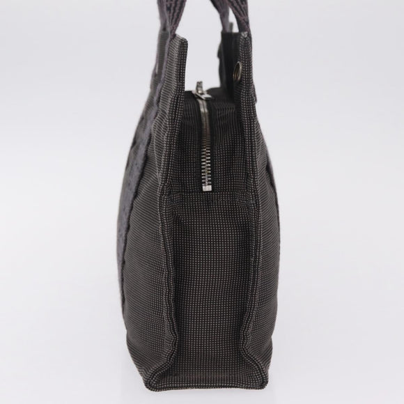 HERMES Her Line PM Hand Bag Canvas Gray Silver Auth 208296