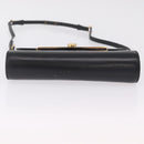 GUCCI Web Sherry Line Shoulder Bag Leather Gold Black Auth 208297-11