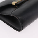 GUCCI Web Sherry Line Shoulder Bag Leather Gold Black Auth 208297-13