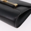 GUCCI Web Sherry Line Shoulder Bag Leather Gold Black Auth 208297-14
