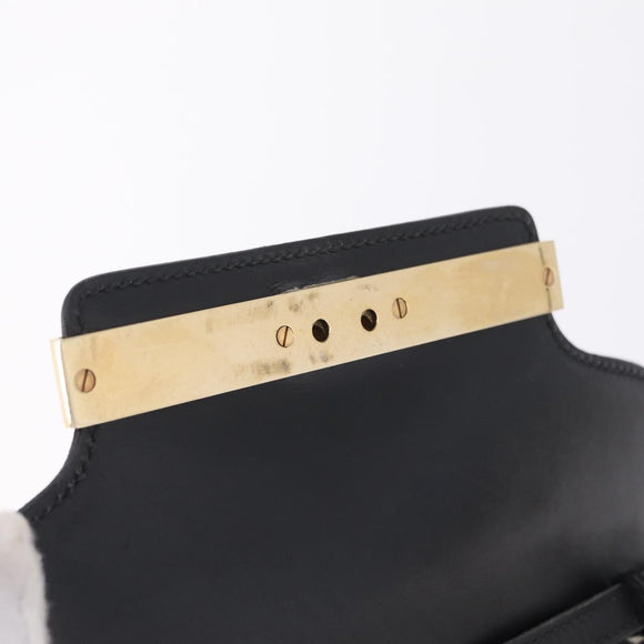 GUCCI Web Sherry Line Shoulder Bag Leather Gold Black Auth 208297