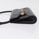 GUCCI Web Sherry Line Shoulder Bag Leather Gold Black Auth 208297-6