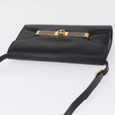 GUCCI Web Sherry Line Shoulder Bag Leather Gold Black Auth 208297-7