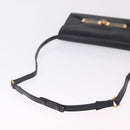 GUCCI Web Sherry Line Shoulder Bag Leather Gold Black Auth 208297-8
