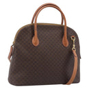 CELINE Macadam Canvas Hand Bag PVC Leather 2way Brown Gold Auth 208298-1