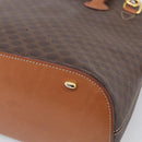 CELINE Macadam Canvas Hand Bag PVC Leather 2way Brown Gold Auth 208298-15